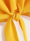 Layered Sleeve Knot Hem Blouse