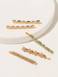 5pcs Rhinestone Engraved Hairpin 5pcs Rhinestone Engraved Hairpin