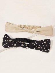 2pcs Faux Pearl & Rhinestone Decor Headband 2pcs Faux Pearl & Rhinestone Decor Headband