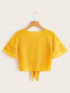 Layered Sleeve Knot Hem Blouse