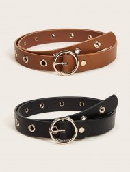 2pcs Eyelet Decor O-ring Buckle Belt 2pcs Eyelet Decor O-ring Buckle Belt