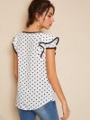 Polka Dot Piping Trim Blouse