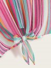 Colorful Striped Knotted Front Top