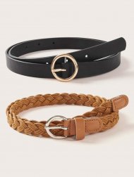 2pcs Braided O-ring Buckle Belt 2pcs Braided O-ring Buckle Belt