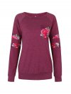 Casual Floral Print Patchwork Long Sleeve O-neck Women T-shirts
